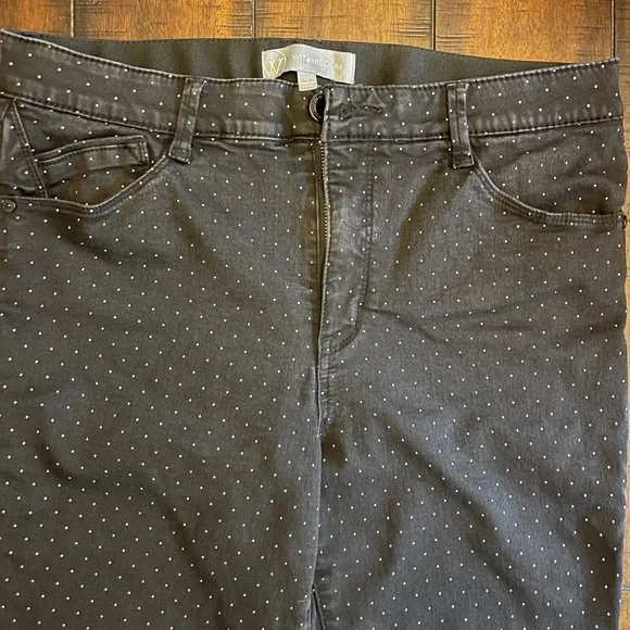 WIT & WISDOM Black w/ White Polka Dot Jeans, size 12 - Picture 3 of 6